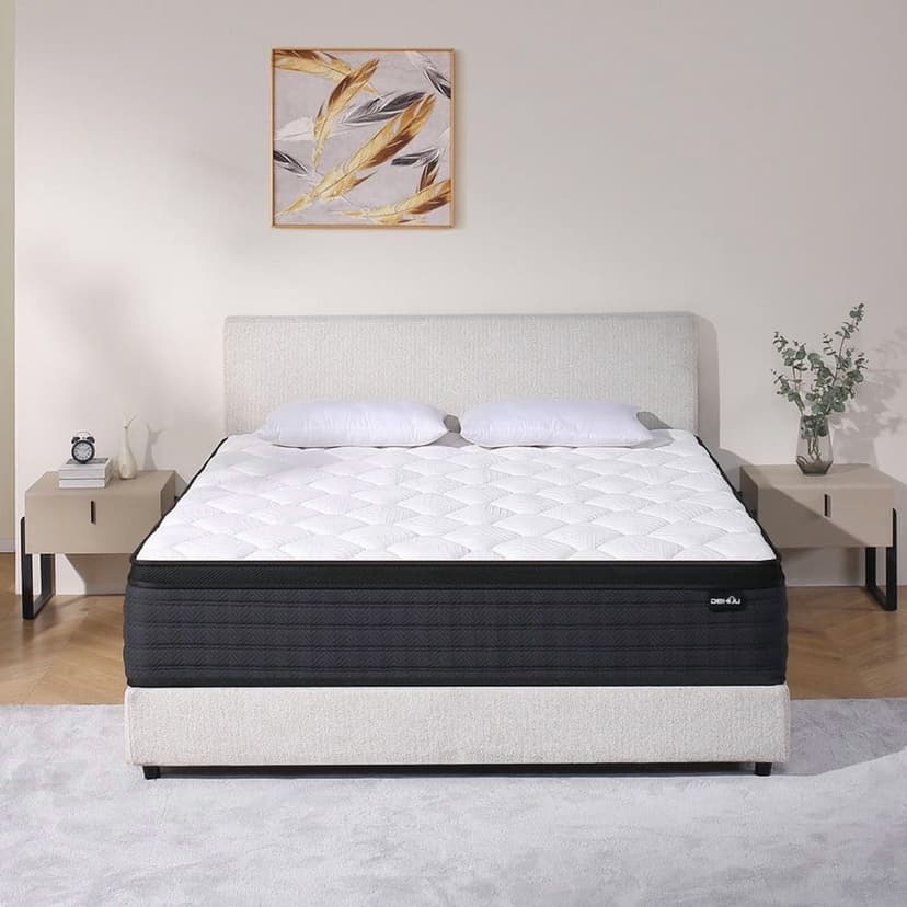 DEHIJU Queen Size Mattress, 12 Inch Hybrid Memory Foam Queen Mattress in a Box, Pressure Relief, Medium Firm, CertiPUR-US