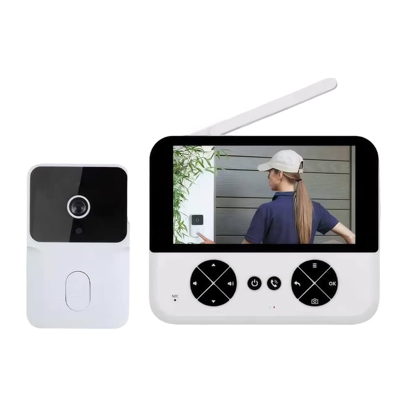 Transemion Intelligent Visual Wifi Video Intercom Door Peephole Camera Easy Installation Wifi Video Doorbell white