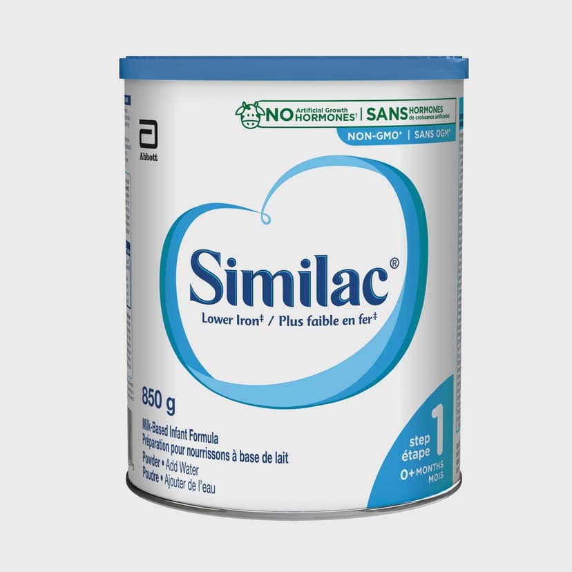Similac Lower Iron Non-GMO Baby Formula Powder, Newborn Formula, 0+ Months, 850 grams