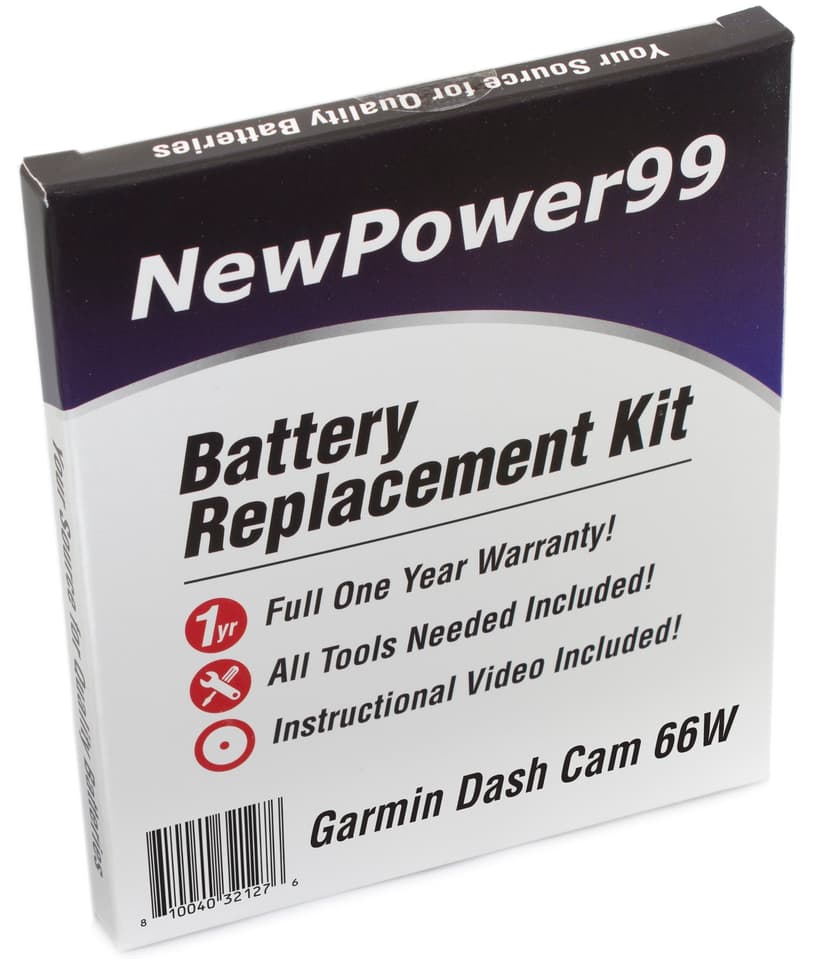 Garmin Dash Cam 66W Battery Replacement Kit with Tools, Video Instructions, and Extended Life Battery