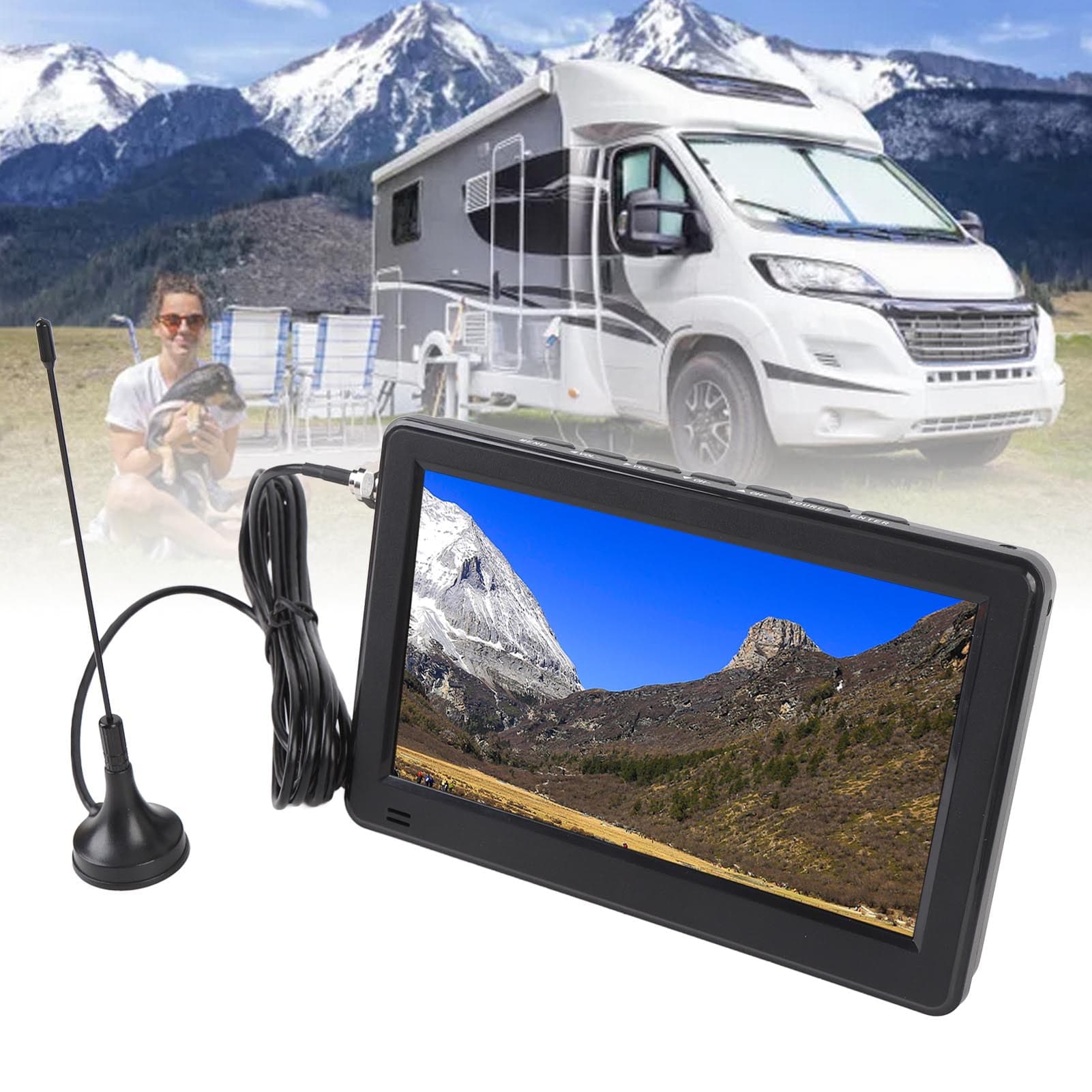 Portable LED TV, Multi Formats Support 6 Inch ATSC Digital TV FM Radio Color TFT Screen High Sensitivity Tuner with Remote Control for Outdoor Activities