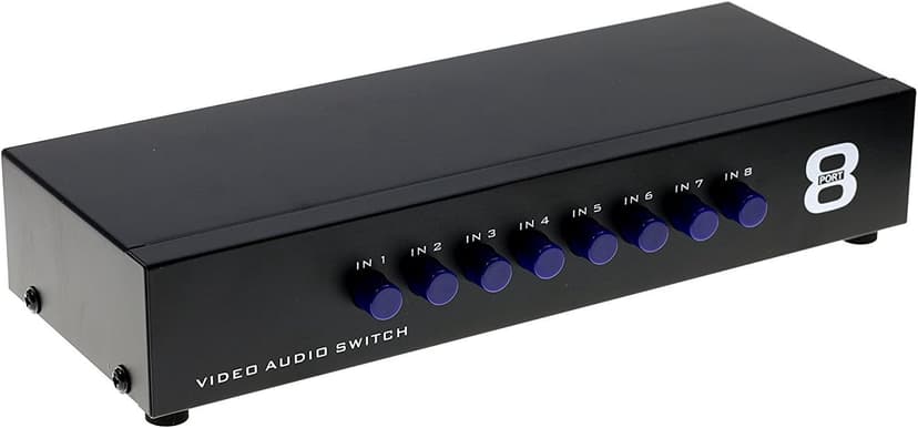 8-Way AV Switch RCA Switcher 8 in 1 Out Composite Video L/R Audio Selector Box for DVD STB Game Consoles