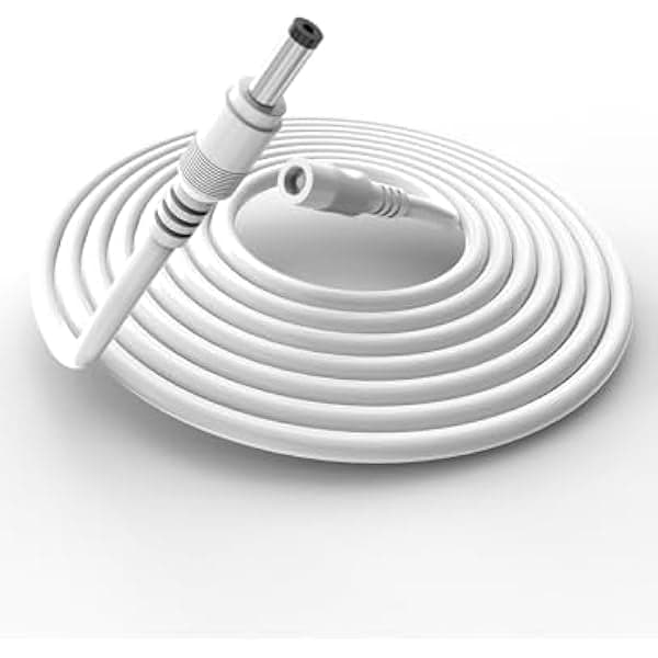 ccwmincc 15W 10Ft Echo Dot Show Extension Cord Replacement 12V 1.25A for Alexa Echo Dot (3rd 4th Gen), Echo Dot with Clock, Echo Dot Kids Edition, Echo Show 5, Echo Spot, Fire TV Cube(White, 20AWG)