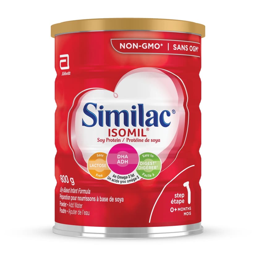 Similac Isomil Step 1, Non-GMO Soy-Based Baby Formula, Lactose Free, Newborn Formula Powder, 0+ Months, 800 grams