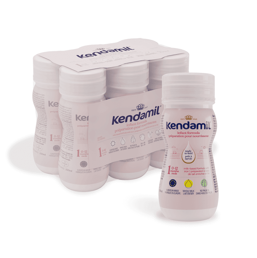 Kendamil Classic, Non-GMO Baby Formula with HMOs, GOS & FOS, Infant Formula, 0–12 Months, 237mL x 6ct Ready to Feed Bottles