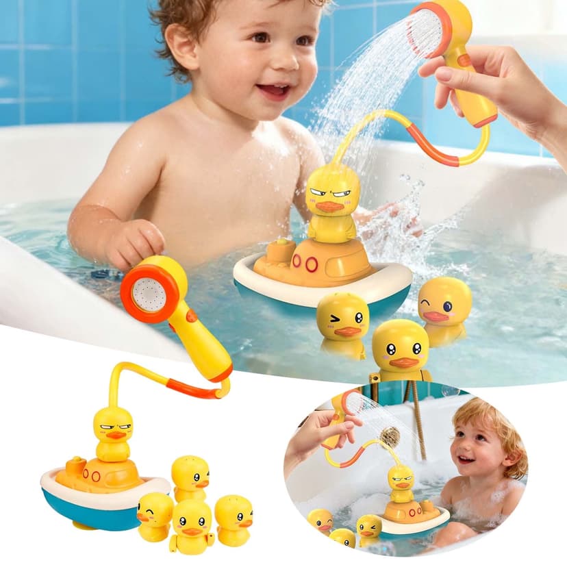 Detachable Shower Head & Motorized Bath With 3 Baby Gentle Hair Rinsing & Sensory Play For Toddlers Bathtub Bath Tub Baby Bath Books for Toddlers 1-3 Baby Farm Toys0-6 Months Baby Bath Flower Boy Baby