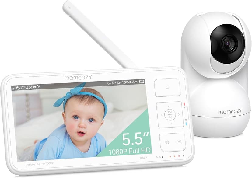 Momcozy Video Baby Monitor, 5.5” 1080P Full HD with Camera, Infrared Night Vision, 5800mAh 120-hrs Battery, ECO, VOX, 2-Way Audio, 1640ft Range, BM03