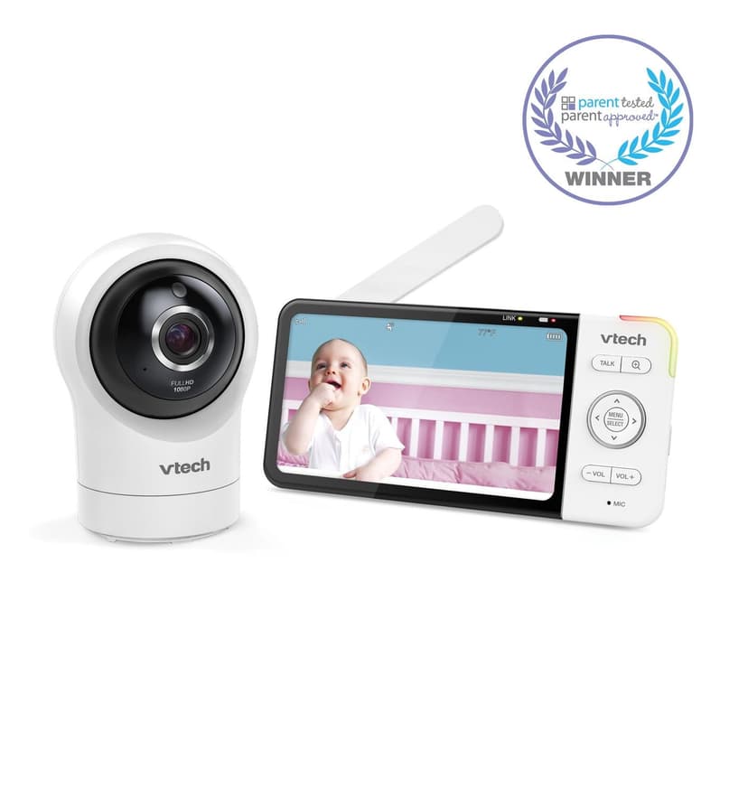 VTech RM5764HD Smart Wi-Fi Video Baby Monitor with 5” display and 1080p HD 360 degree Panoramic Viewing Pan & Tilt Camera, White