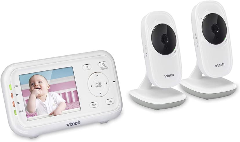 VTech VM3252-2 Digital Video Baby Monitor with 2.8" LCD 2 Cameras, White