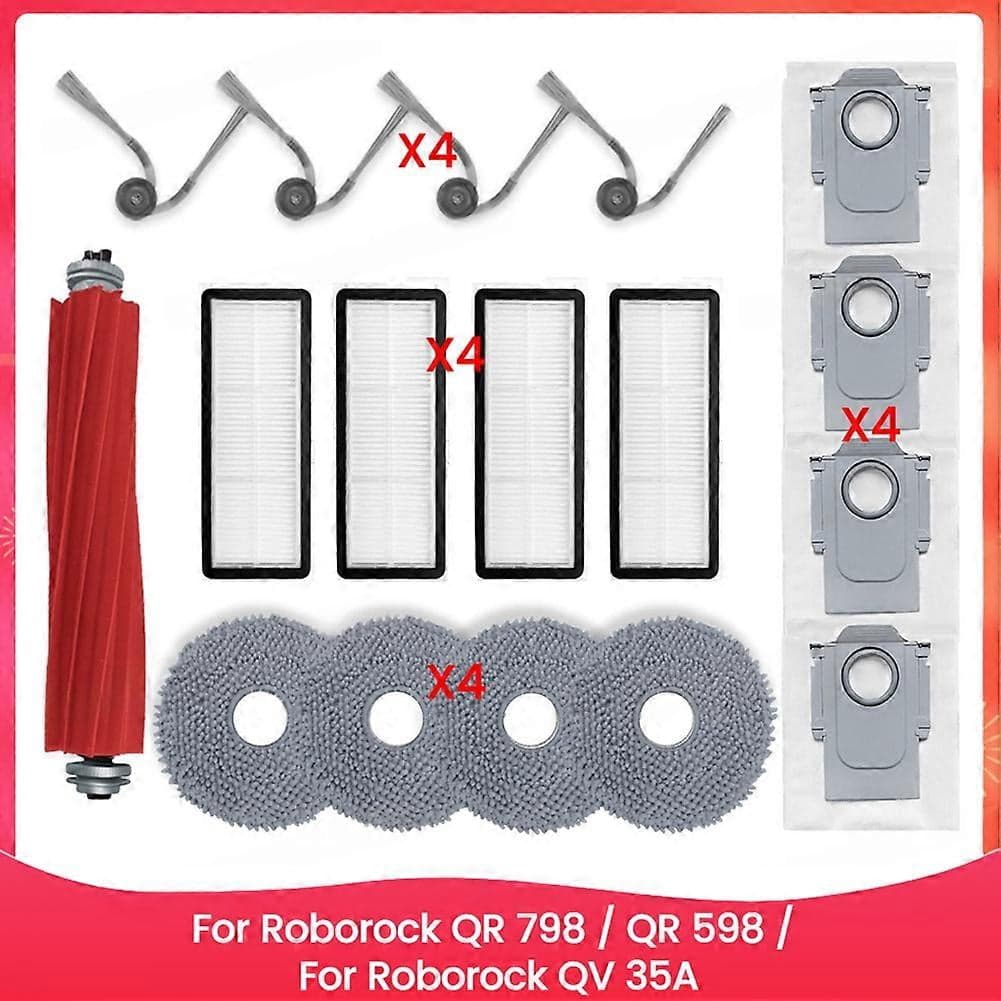 For Roborock QR 798 / QR 598 / Roborock QV 35A Vacuum Parts Main Roller Side Brush HEPA Filter Mop Cloth Dust Bag