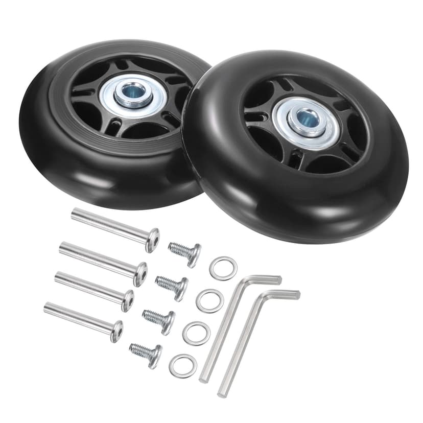Uxcell Luggage Wheels Replacement 72 x 24 mm/2.8" x 0.9" for Suitcase, Black, 2 Set