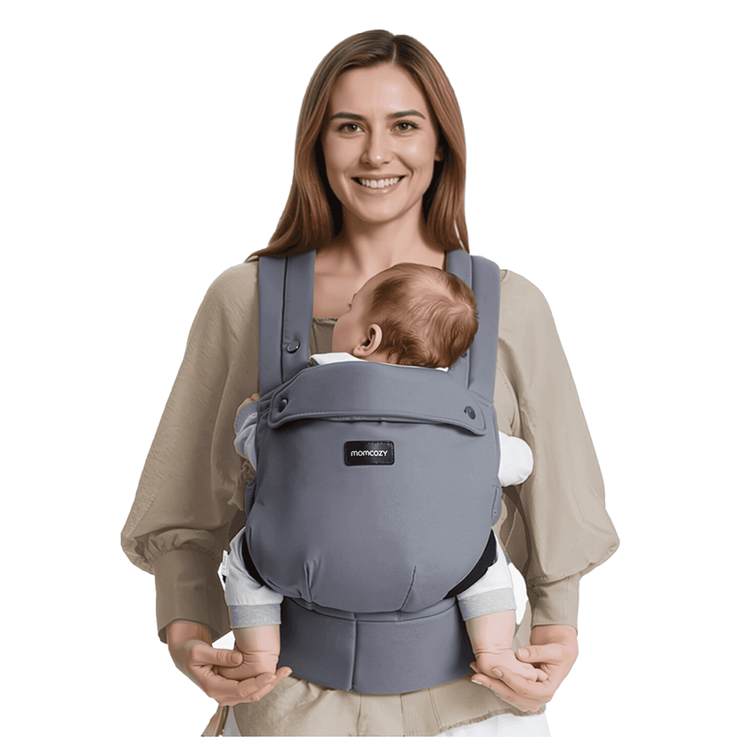 Momcozy Baby Carrier, Ergonomic, Lightweight Carrier for 7-44lbs, Ideal for Hands-Free Parenting, Enhanced Lumbar Support for Infant to Toddler, Grey