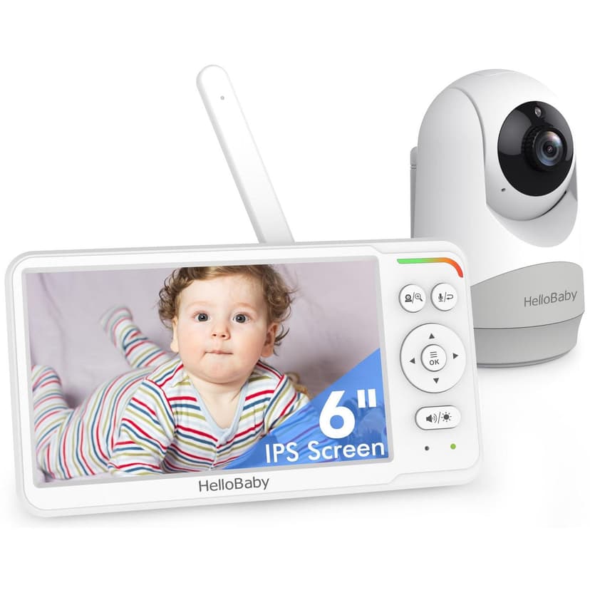 HelloBaby 6.0" LCD Wireless Video Baby Monitor, 4000mAh Rechargeable Battery, Remote Pan-Tilt-Zoom