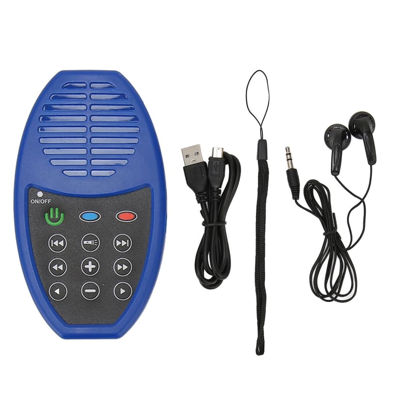 DEWIN Bible Player Solar Charging 4G Capacity Portable Electronic Bible Reader with LED Light for Bible Listener Spanish Blue