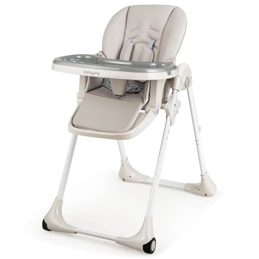 Gymax Baby High Chair w/ 7 Height & 3 Footrest Adjustable Cup holder 2 Wheels