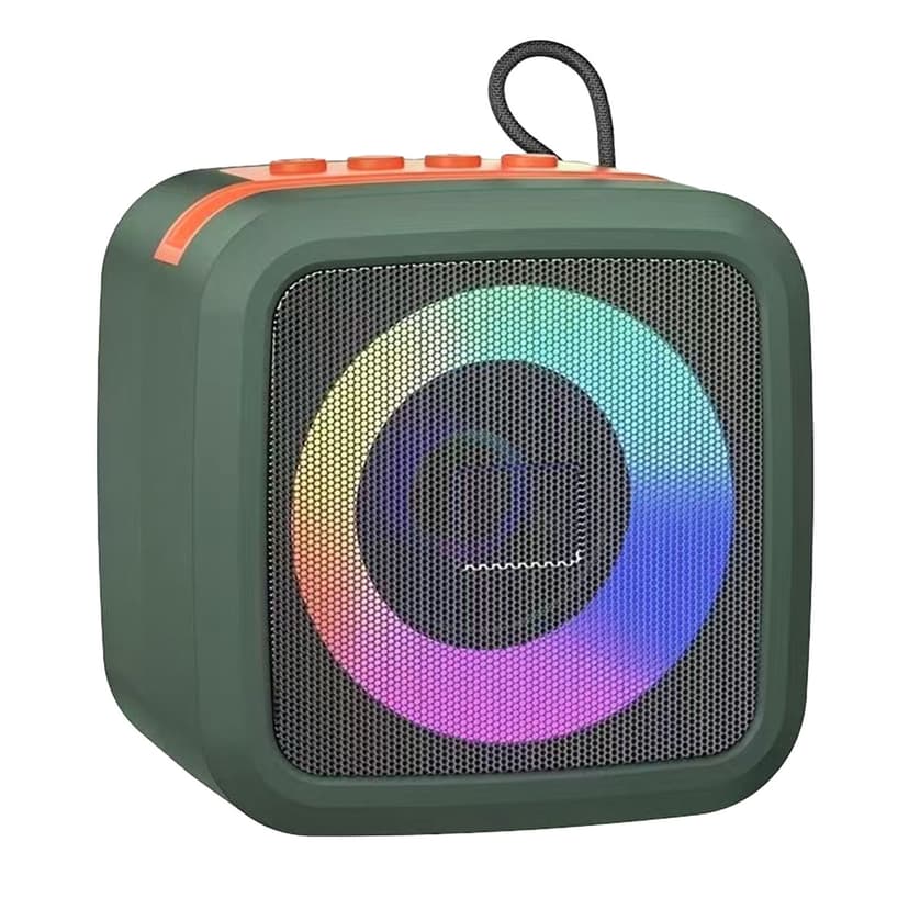 Green Rgb Bluetooth Speaker With Colorful Lights Wireless Portable Speaker With 15H Playtime Ipx5 Waterproof 5.3 Bluetooth Outdoor Speaker With Bass For Party Home 0.48 Lbs