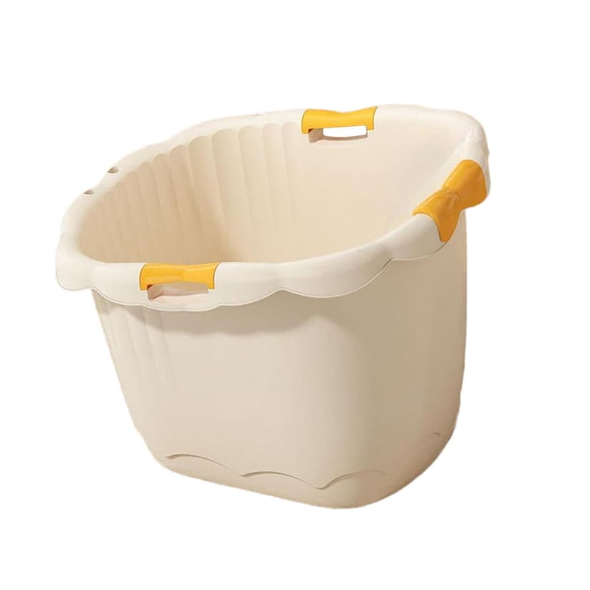 Lipstore Bath Bucket with Support Seat, Non Slip, Thickened, Tub Sitting up Shower Bucket Infant Bathtub for Girls, Toddlers, Kids Yellow M