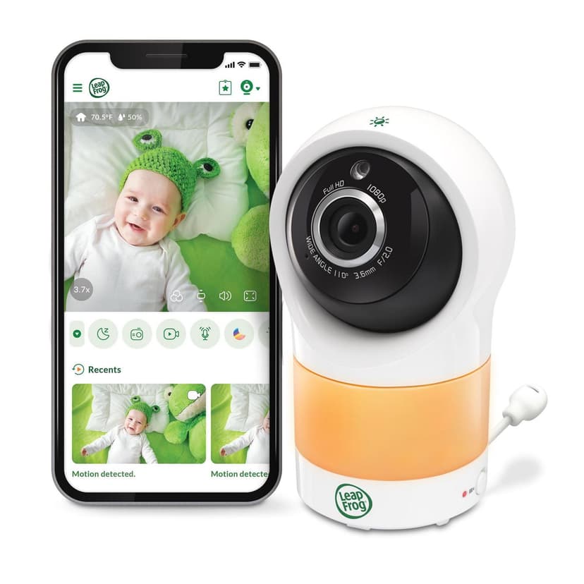 LeapFrog LF1911 1080p WiFi Remote Access 360 Degree Pan & Tilt Video Baby Monitor Night Light, Color Night Vision, White