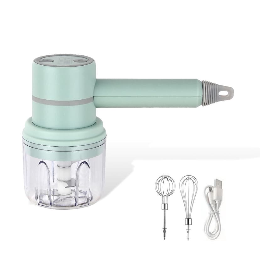 kurtrusly Wireless Electric Food Mixer with Handle Hand Blender Detachable 3 Modes Adjustable Waterproof Egg Beater Kitchen Baking Gadgets Green
