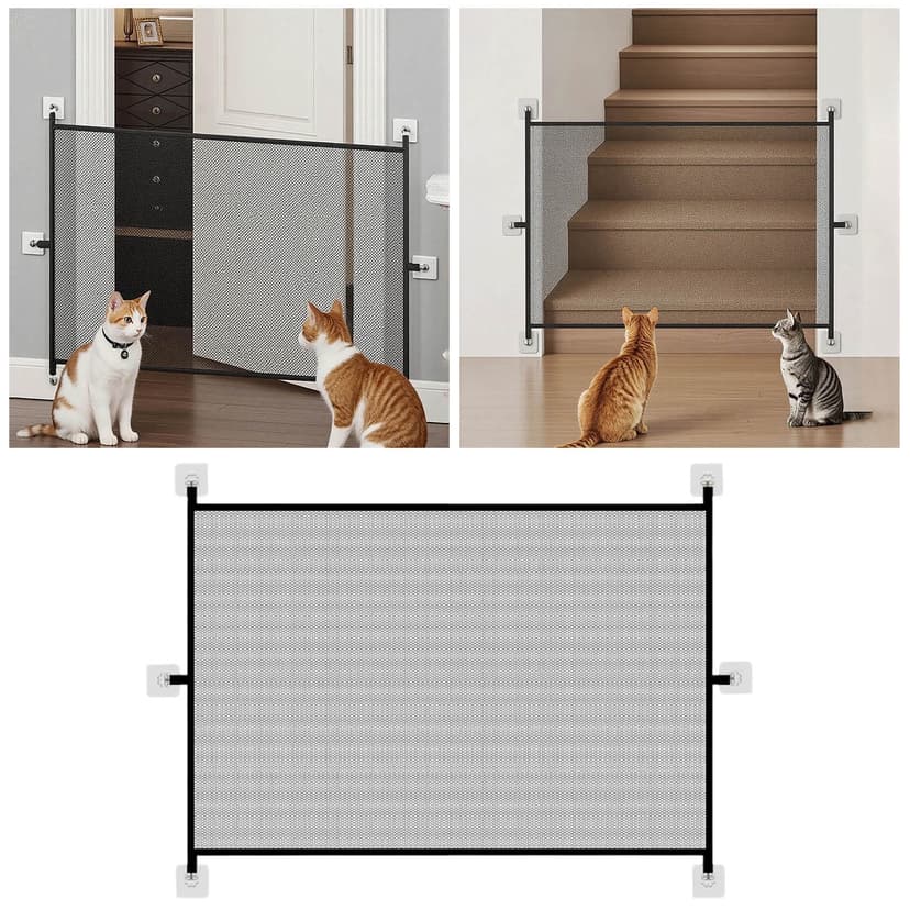 Stair For Dogs Portable Mesh Stair Gate Indoor Cat Proof Gate For Stairs Folding Mesh Barrier For Stairs Indoor Doorways Hallways Baby Proof Door Stopper to Keep Door Open Door Hole Cover Brass Kick