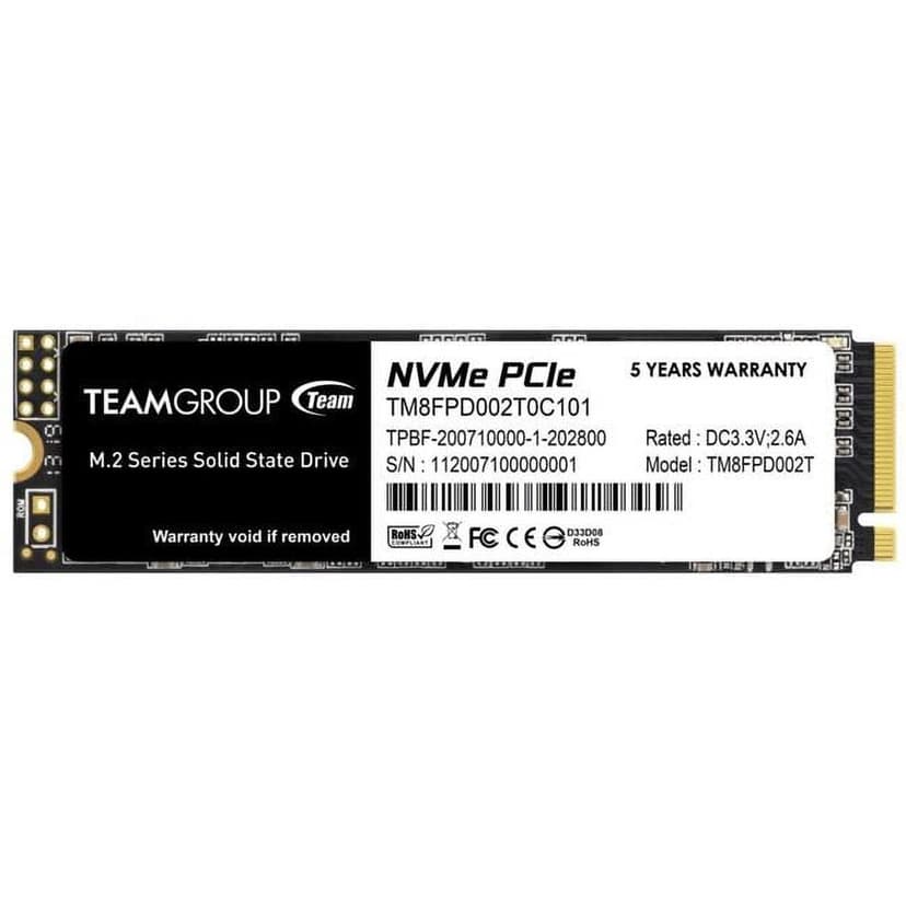 Team TM8FPD002T0C101 2TB PCIe 3.0 x4 with NVMe 1.3 3D NAND Internal Solid State Drive