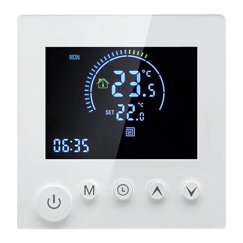 Riwcyla Programmable Smart Wall Thermostat NTC Sensor LCD Display Touch Button Water Heating Warm Floor Underfloor Digital Thermoregulator Temperature Controller for Home Room