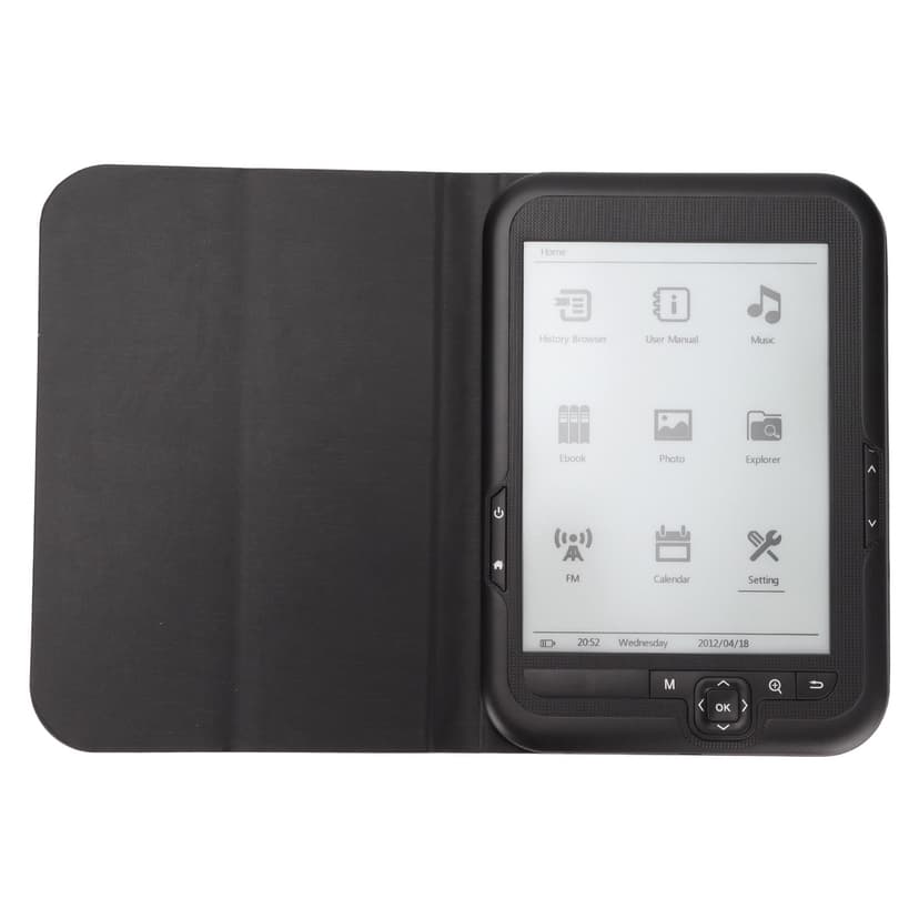 6in E Reader, Ink Screen HD 800x600 EReader, Multi Function Navigation Keys, 8GB/16GB Memory EBooks with Protective Cover, Supports Various File Formats, Support FM Music Playback