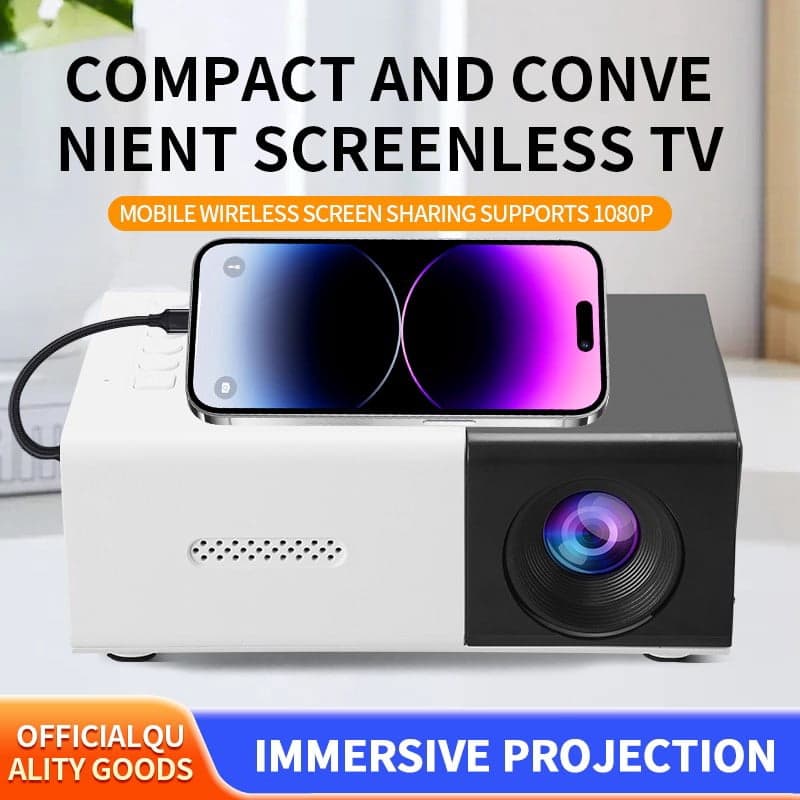 sdhkgrrt Mini Projector Portable Outdoor Indoor Movie Projector, 1080P HD Home Theater Projector with Built-in Speaker, Automatic Keystone Correction for Bedroom Living Room Ceiling Wall