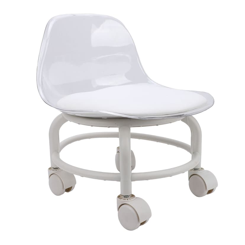 Low Rolling Stool, Small Acrylic Short Silent Mini Roller with Back Support, Strong and LongLasting for Home and Business Use, Convenient for Shoe Stool, Foot Rest, Pedicure Chair