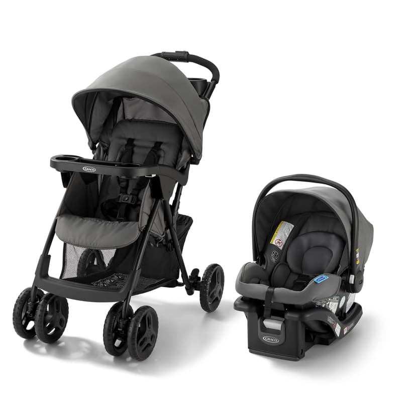 Graco Comfy Cruiser Travel System, Car Seat and Stroller Combo, Graystone