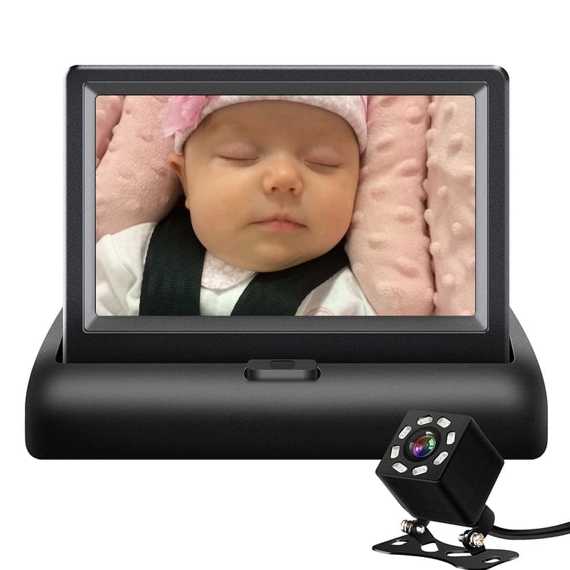 Yeacher Car Baby Camera 4.3'' Car Monitor with Infrared Night Vision Plug and Play View Infant in Rear Facing Seat with Wide Crystal Clear View Easily to Observe The Baby's Every Move