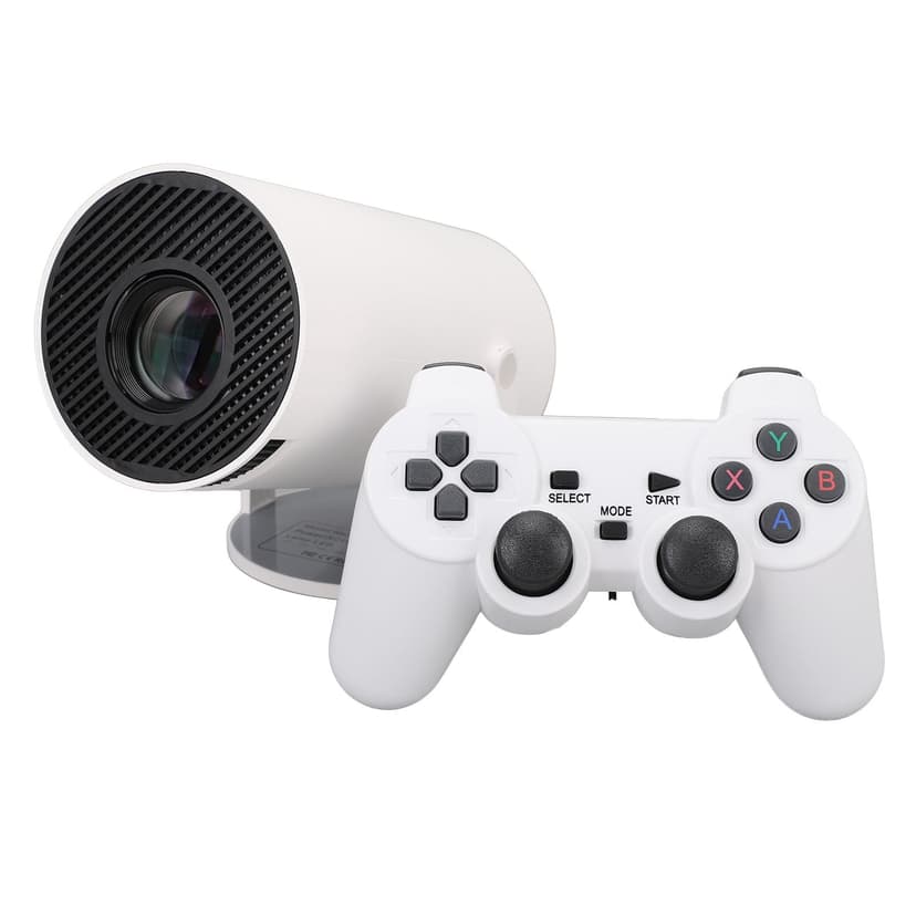 1GB 8GB Projector, Wireless Screen Mirroring Automatic Trapezoid Correction BT5.0 Outdoor Projector with 2 Gamepad for Gaming US Plug