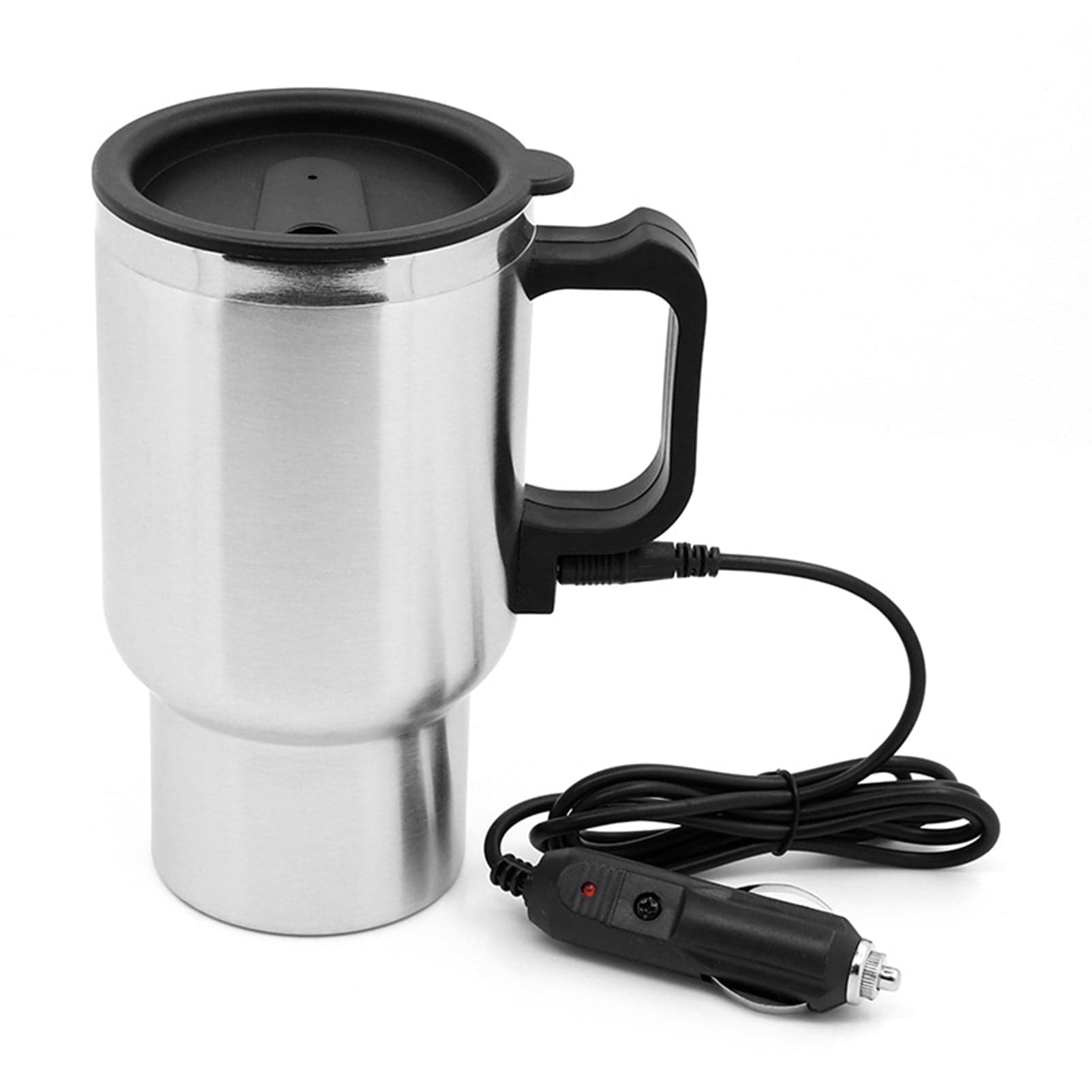 Meterk Car Electric Kettle Stainless Steel In-car Kettle Travel Thermoses Heating Water Bottle Heating Cup with Indicator Light Powered by Lighter Base for Water Tea Coffee Milk Car Kettle