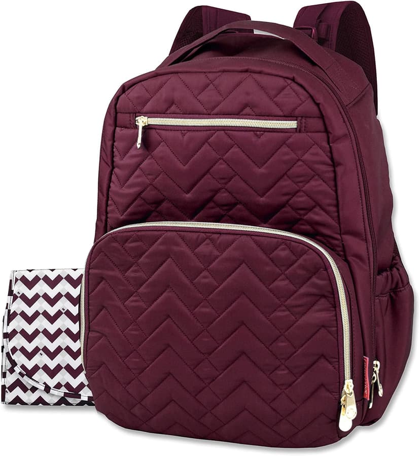 Fisher Price Diaper Bag Backpack - Signature Collection, with Cell Phone and Tablet Pockets and Stroller Clips (Burgundy1)