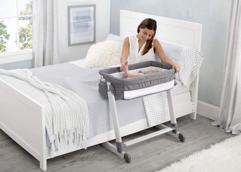 Delta Children By The Bed Deluxe Bassinet, Grey Tweed