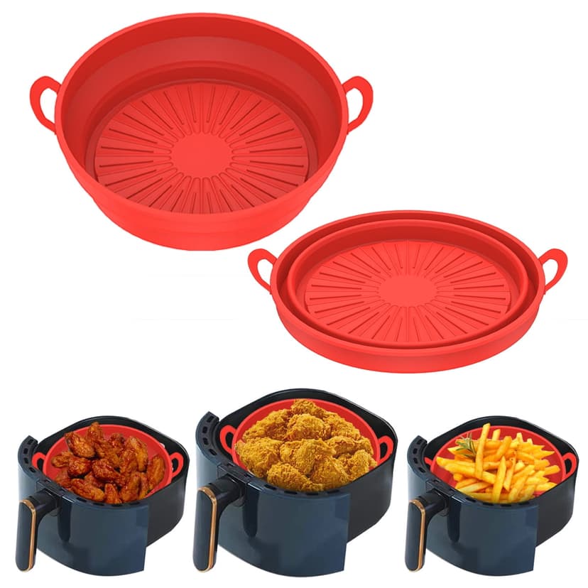 Nyidpsz 2PCS Air Fryer Silicone Pot Round Air Fryer Replacement Basket Heat Resistant Non-stick Mats For Oven Air Fryer Accessory For Home Kitchen