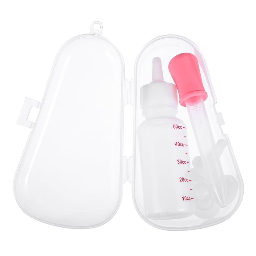 Shisuyan Pet Feeding Bottle and Dropper Pink 1 Set 4.7 x 1.4 x 1.4 In