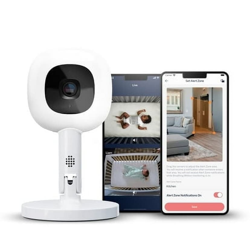 Nanit Pro Smart Baby Monitor & Flex Stand - 1080p Secure Wi-Fi Video camera, Sensor-Free Sleep & Breathing Motion Tracker, 2-Way Audio, Sound & Motion Alerts, Night Vision, and Breathing Band - White