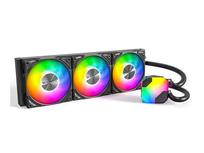 MONTECH HyperFlow ARGB 360 - AIO CPU Liquid Cooler, Supports Intel LGA 1851/1700, AMD AM5/AM4, Enhanced 3100RPM Water Pump Design, 3X Metal Pro 12 ARGB Ultimate Cooling Fans - Black