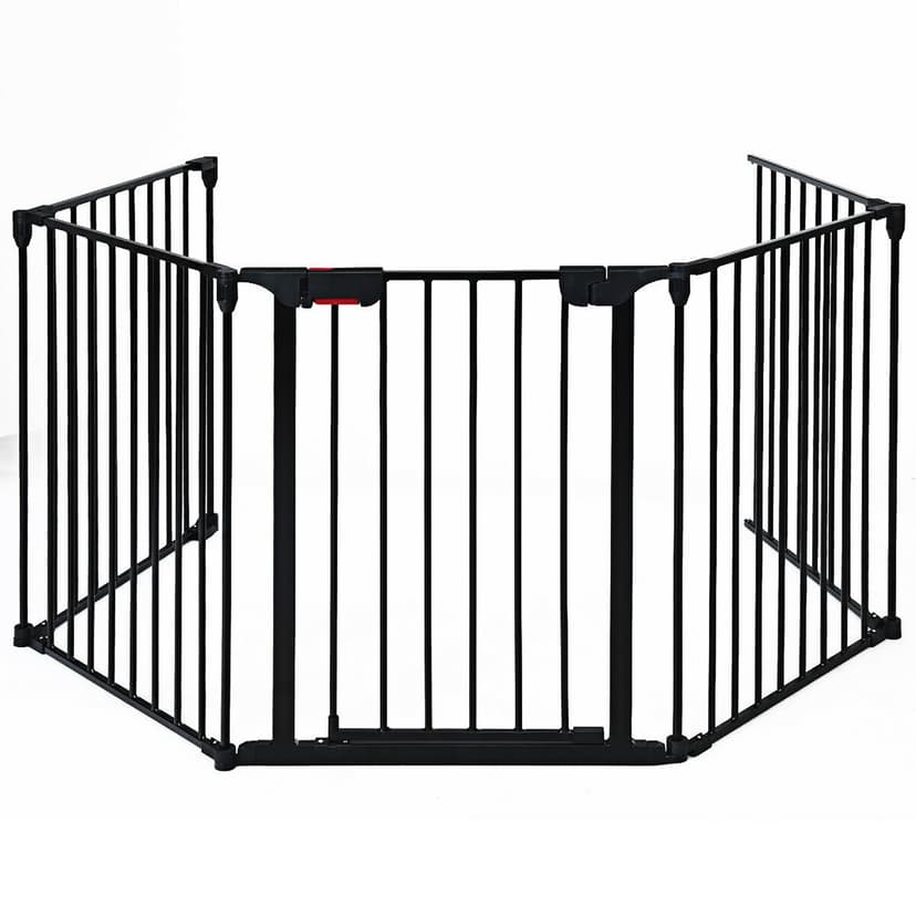 Costway Fireplace Fence Safety Fence Hearth Gate BBQ Metal Fire Gate Pet Black