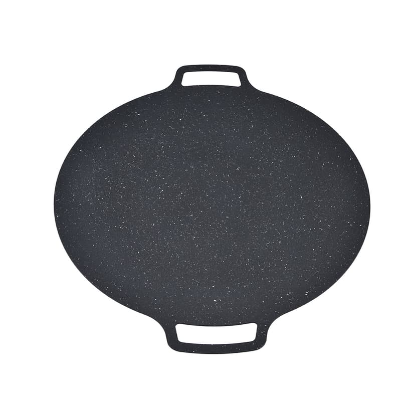 TKSE Korean BBQ Grill Pan, Traditional Korean BBQ Grill Pan Iron Nonstick Smokeless Heat Resistant Round Grilling Tray for Indoor Outdoor Barbecue Pork Belly Pancakes(36cm)