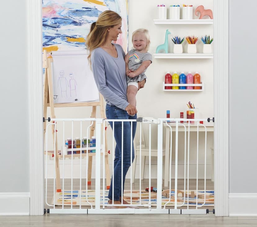 Regalo 56 inch Extra WideSpan Walk Through Baby Safety Gate, White