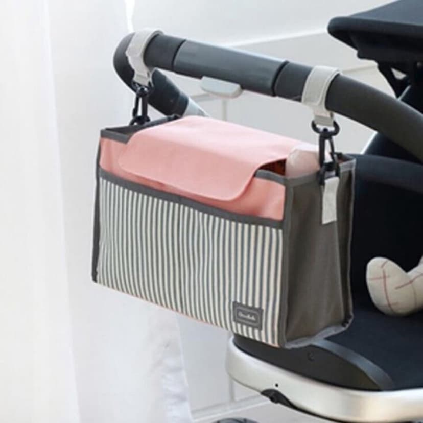 HONMEET 1Pack Diaper Bag for Baby Girl Pink Stripe Oxford Cloth for Daily Use