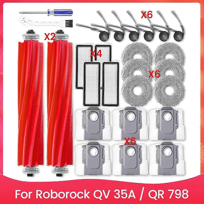 Accessories Kit for Roborock QV 35A / QR 798 Vacuum Cleaner Main Side Brush HEPA Filter Mop Cloth Dust Bag