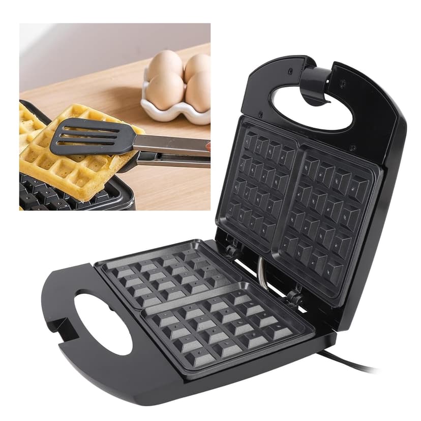 Waffle Iron, 800W Electric Waffle Maker Machine Grill and Sandwiches Press, Electric Waffle Maker Iron Non Stick Plate Small Electric Grill Ideal for Breakfast Lunch Snacks
