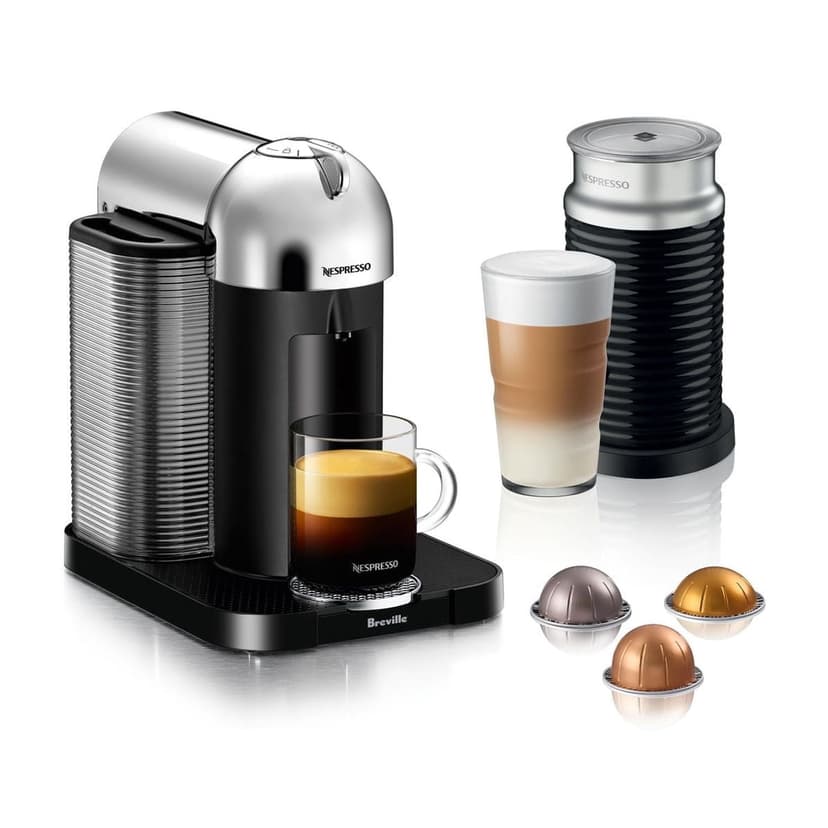 Nespresso Vertuo Coffee and Espresso Machine by Breville with Aeroccino Milk Frother, Chrome
