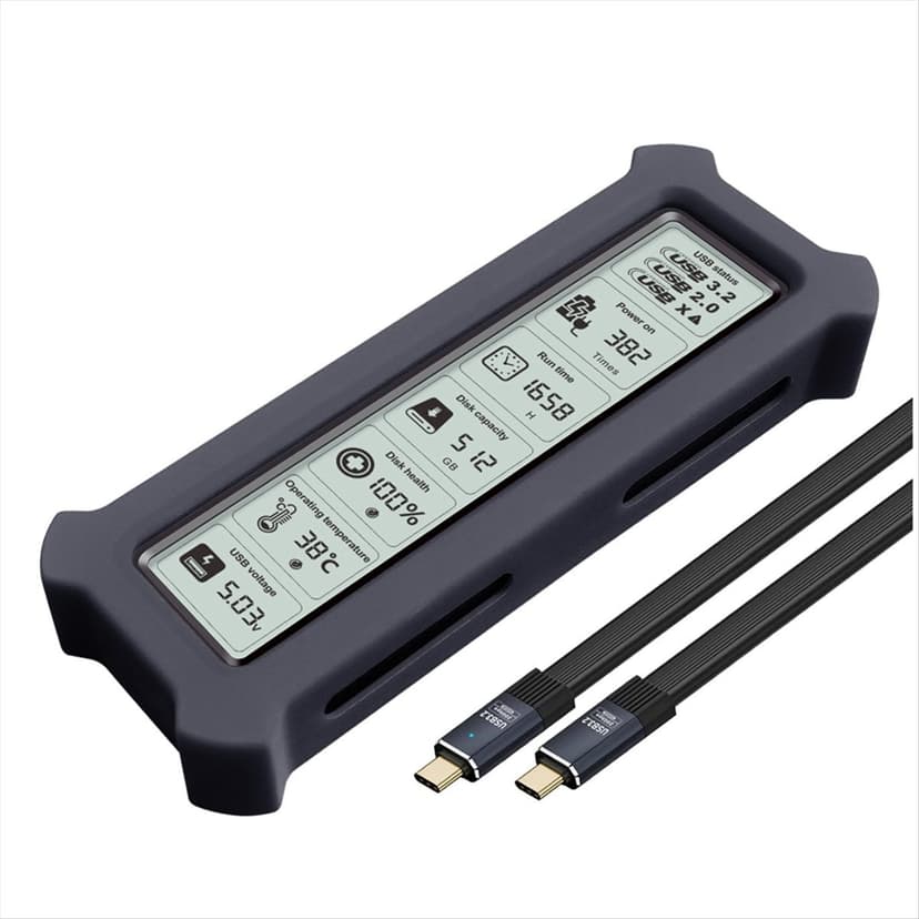M.2 NVMe SSD Enclosure with Display Screen SSD Case USB 3.2 Gen 2 20Gbps NVMe PCI-E NGFF SSD Disk Box B