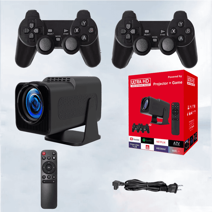 Lumio HD Home Entertainment Gaming Projector,2 Wireless Controllers,20,000+ Classic Games,Wi-Fi 6 and Bluetooth,Black