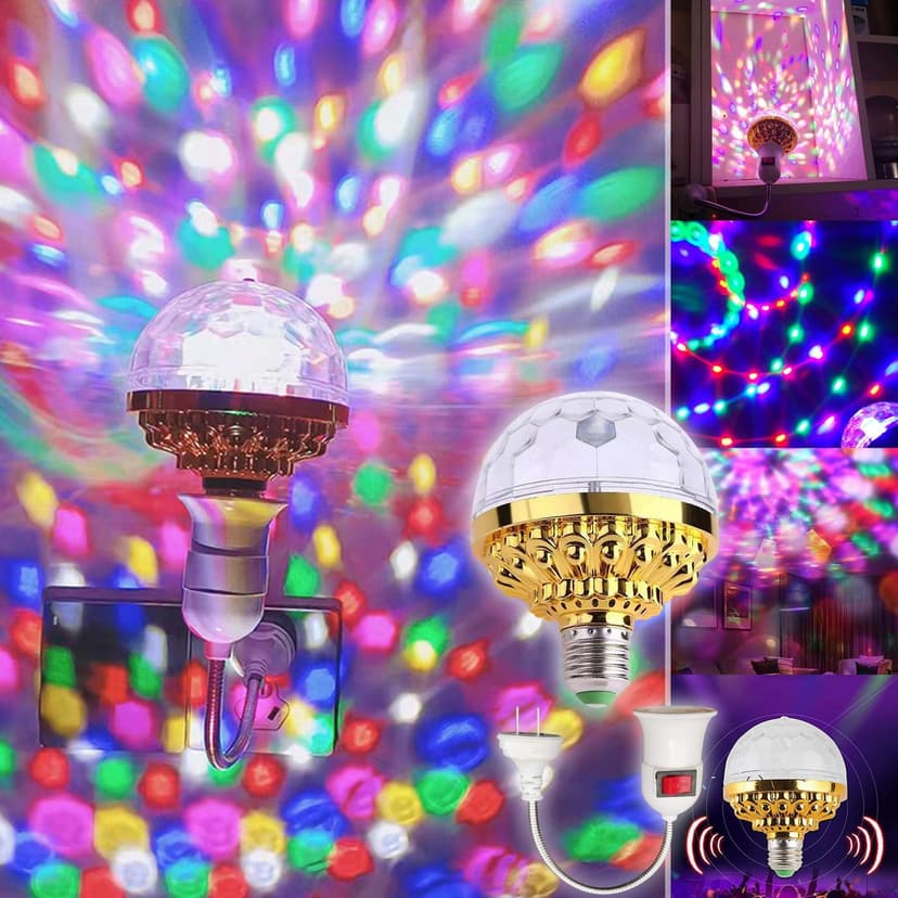 EGNMCR Projector Colorful Rotating Ball, Led Ball Colorful Rotating Bulb, Premium Party Lights Bulb With Sockets, LED RGB Party Lamp Bulb Smart Watch