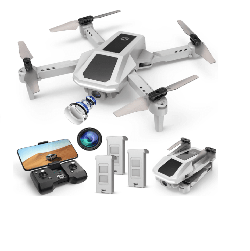 Refurbished Holy Stone HS430 Drone for Adults and Kids HS430, Foldable RC Quadcopter with 1080P Camera, Voice Control and 3 Batteries, Gray